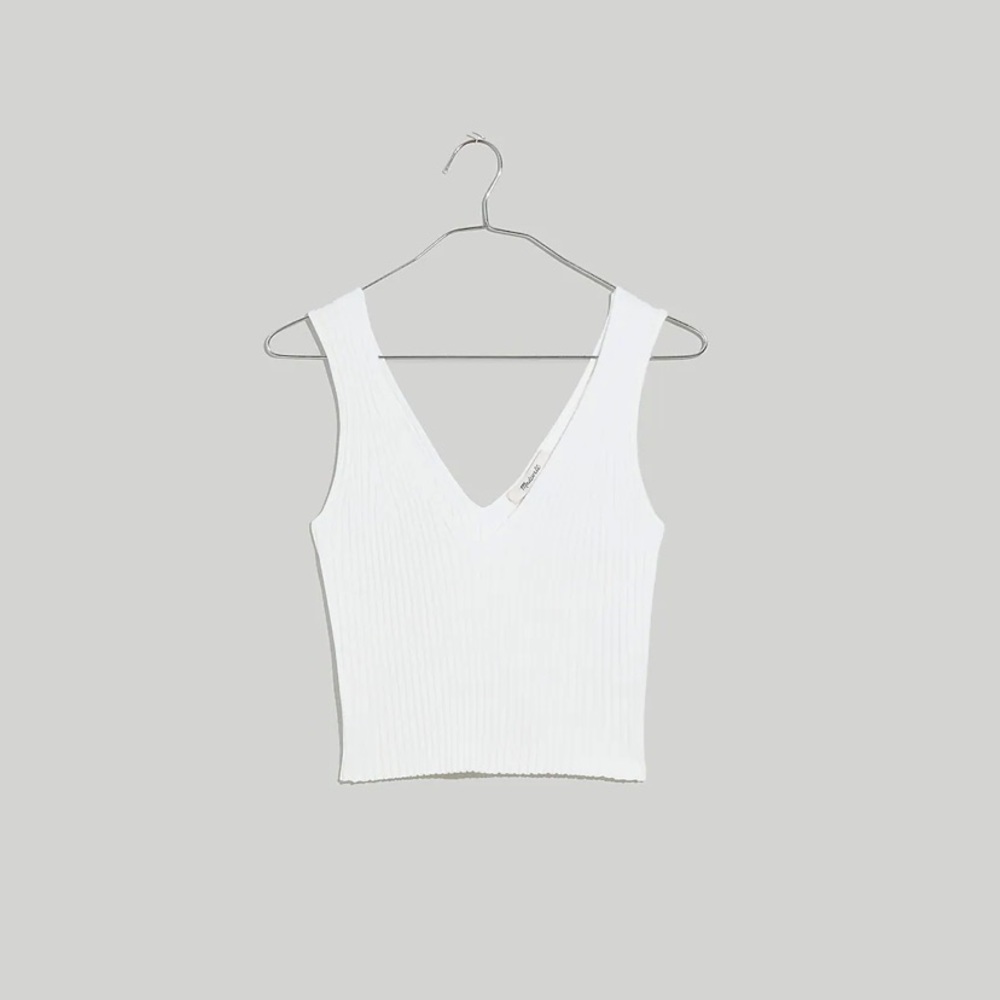 V-Neck Sweater Tank Eyelet White - Picture 6 of 8
